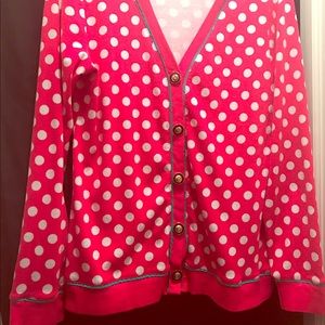 Hot Pink, Turquoise Trim Cardigan (Large)